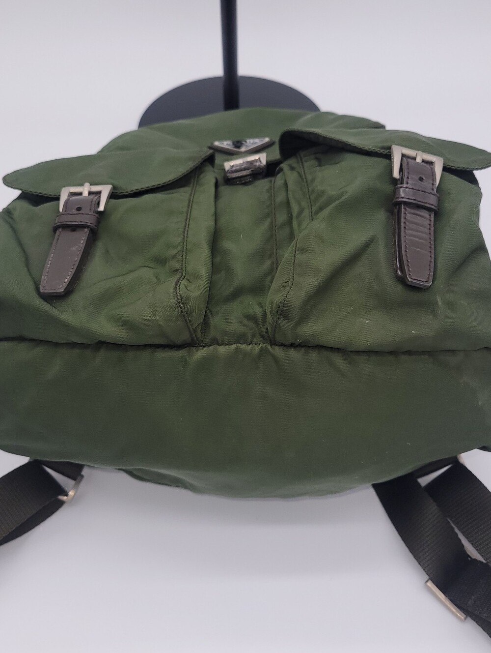Prada Tessuto Dark Olive Green Nylon Backpack with Silver Hardware - Picture 4 of 5